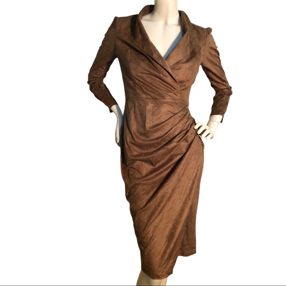 GENESE London Faux Suede Brown Dress Size US 6